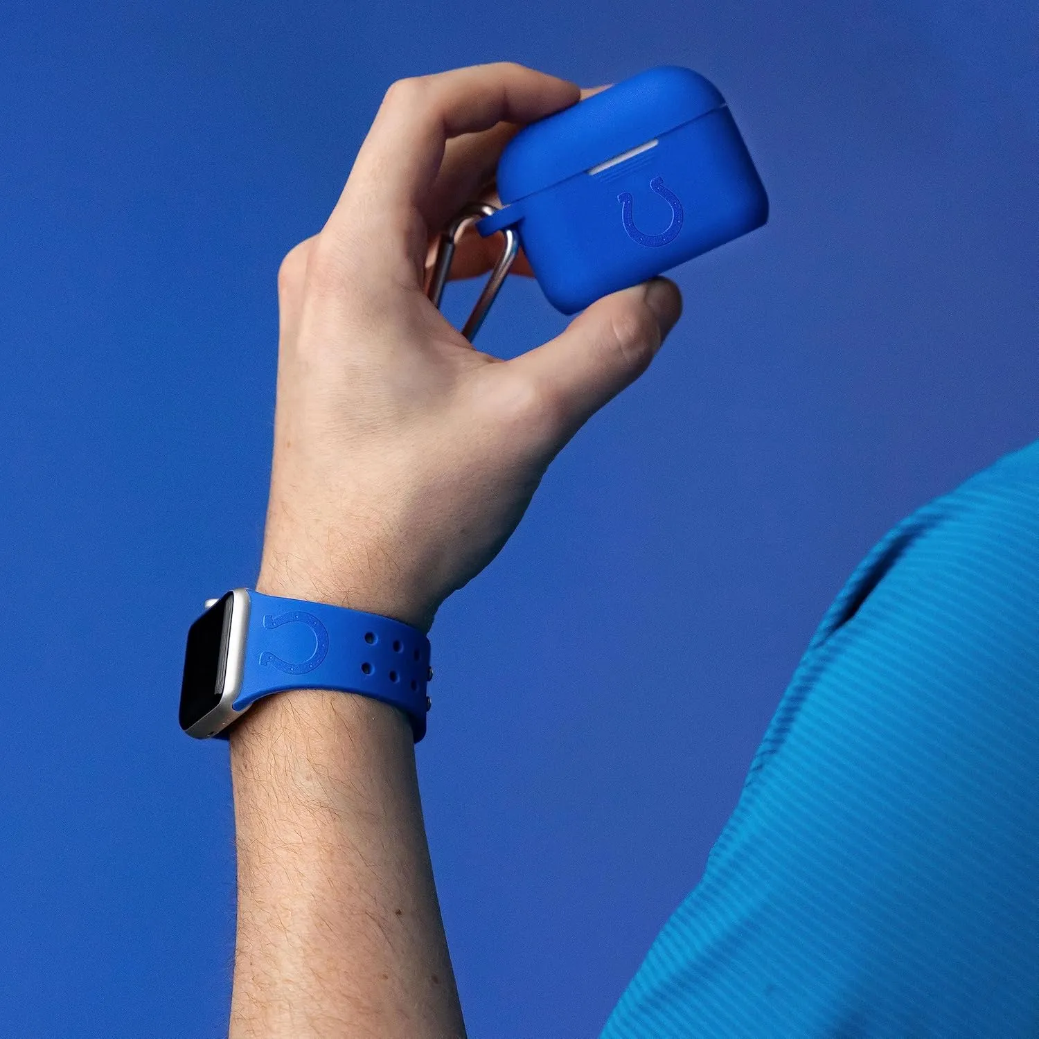 Game Time Indianapolis Colts Engraved Silicone Combo Package Compatible with Apple Watch and Airpods Pro Battery Case