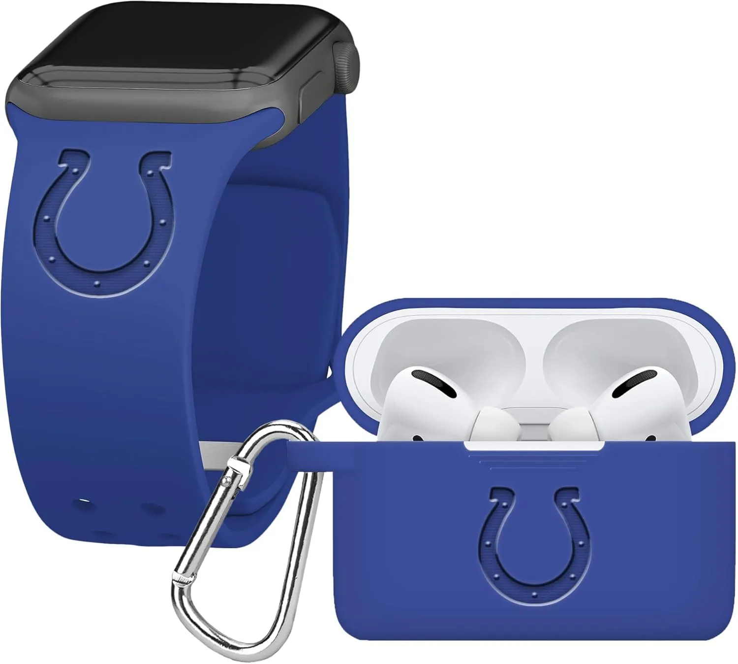 Game Time Indianapolis Colts Engraved Silicone Combo Package Compatible with Apple Watch and Airpods Pro Battery Case