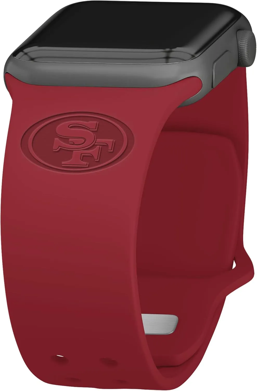 Game Time San Francisco 49ers Engraved Silicone Combo Package Compatible with Apple Watch and AirPods Battery Case (42/44mm Crimson/Crimson)