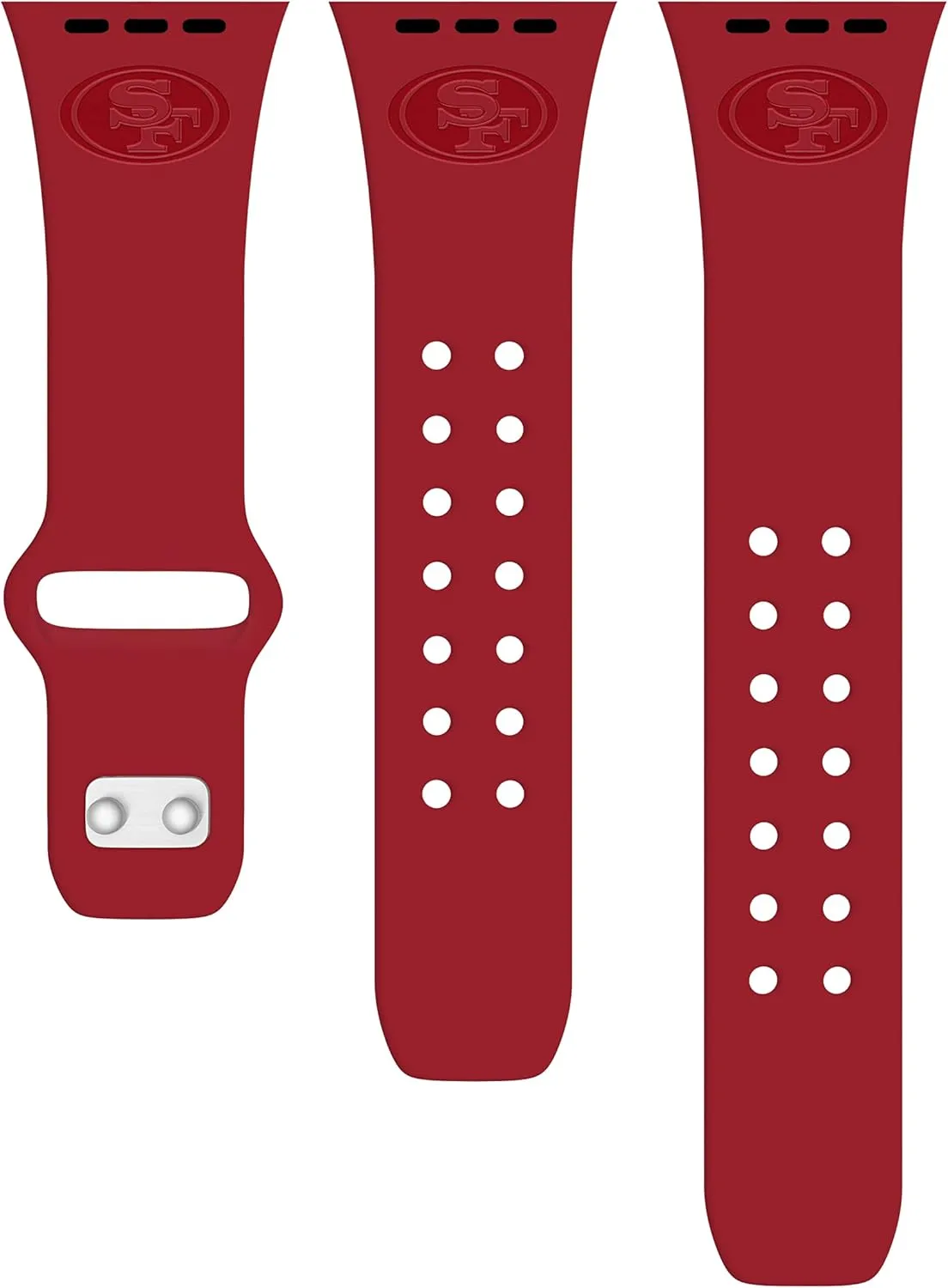 Game Time San Francisco 49ers Engraved Silicone Combo Package Compatible with Apple Watch and AirPods Battery Case (42/44mm Crimson/Crimson)