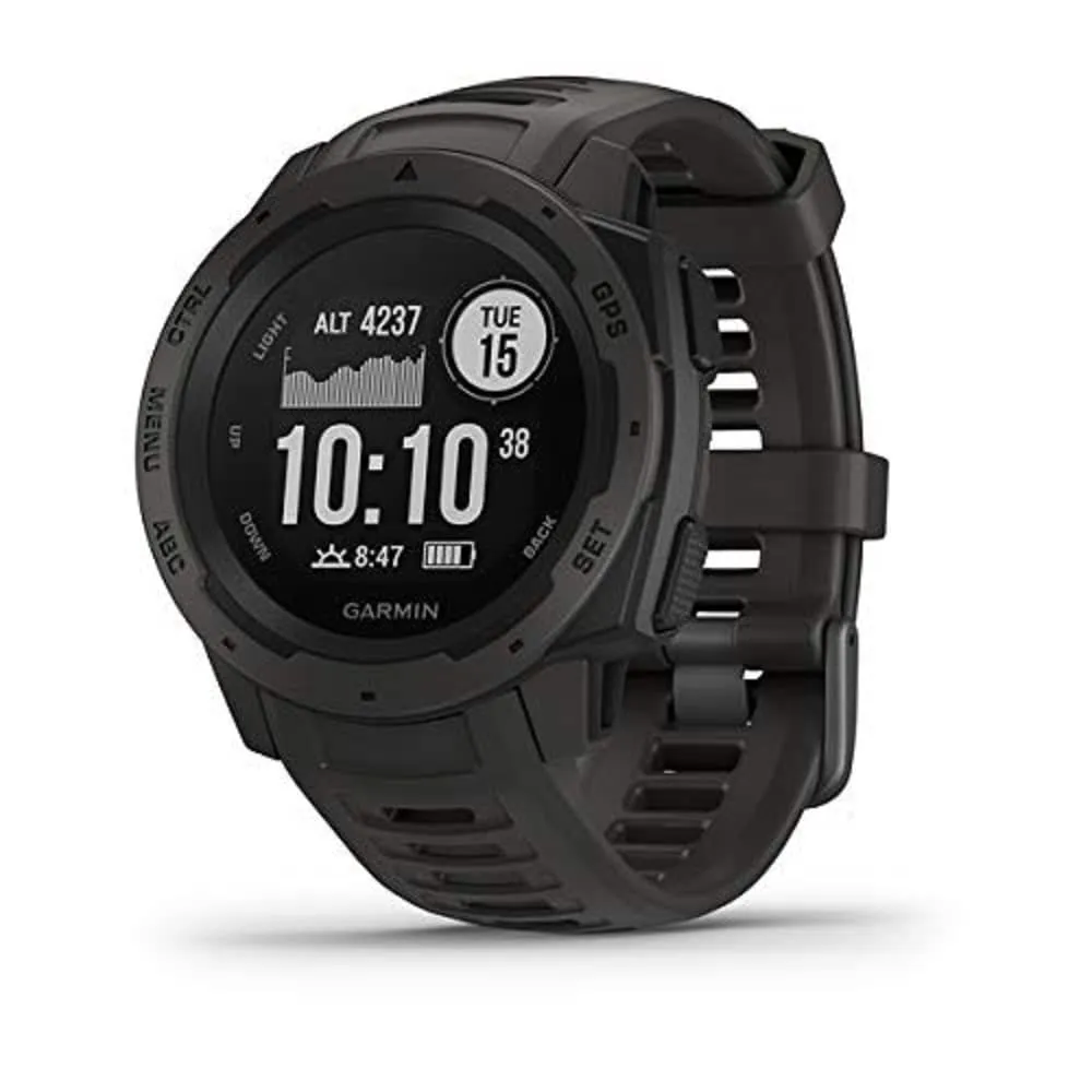 Garmin 010-02064-00 Instinct, Rugged Outdoor Watch with GPS, Features Glonass and Galileo, Heart Rate Monitoring and 3-Axis Compass, Graphite