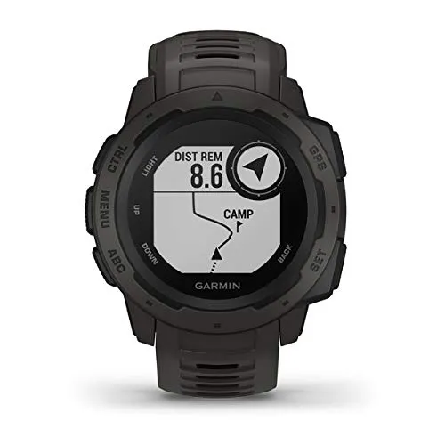 Garmin 010-02064-00 Instinct, Rugged Outdoor Watch with GPS, Features Glonass and Galileo, Heart Rate Monitoring and 3-Axis Compass, Graphite