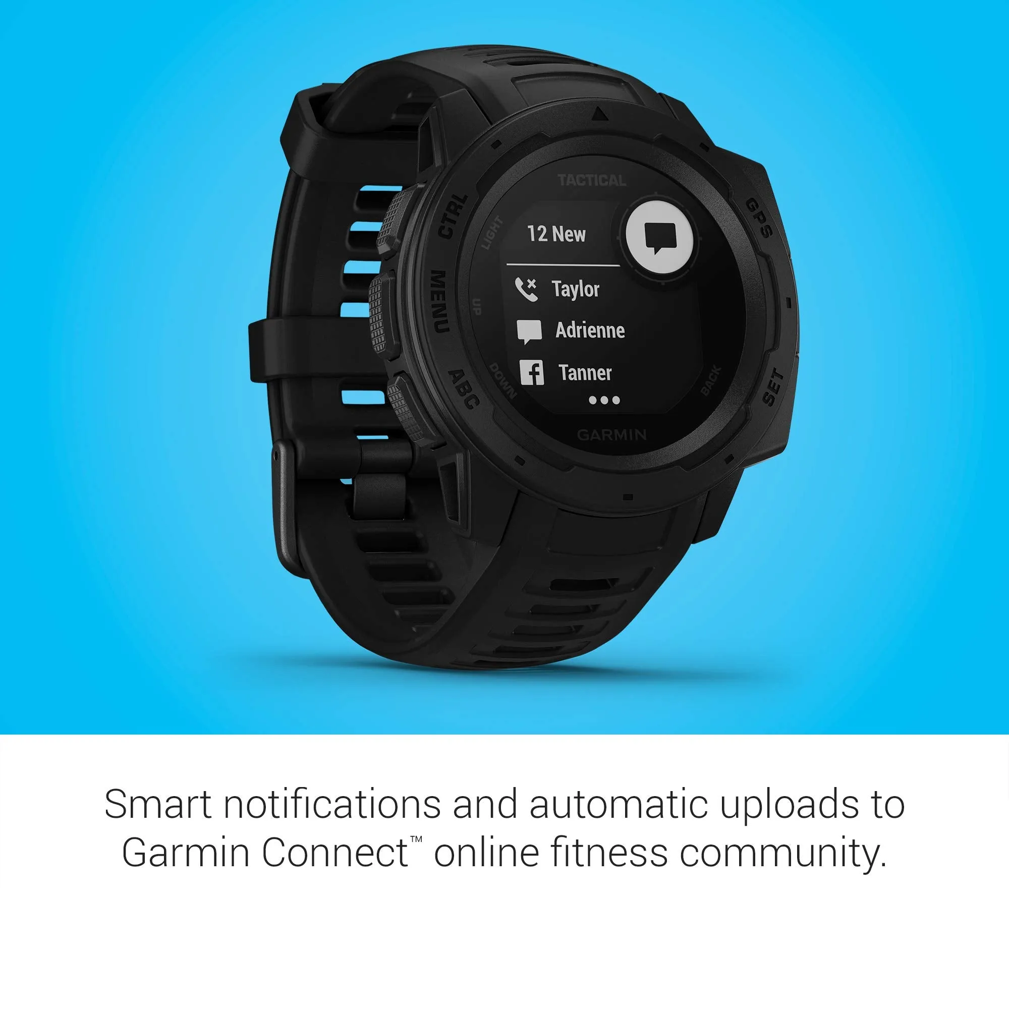 Garmin 010-02064-00 Instinct, Rugged Outdoor Watch with GPS, Features Glonass and Galileo, Heart Rate Monitoring and 3-Axis Compass, Graphite