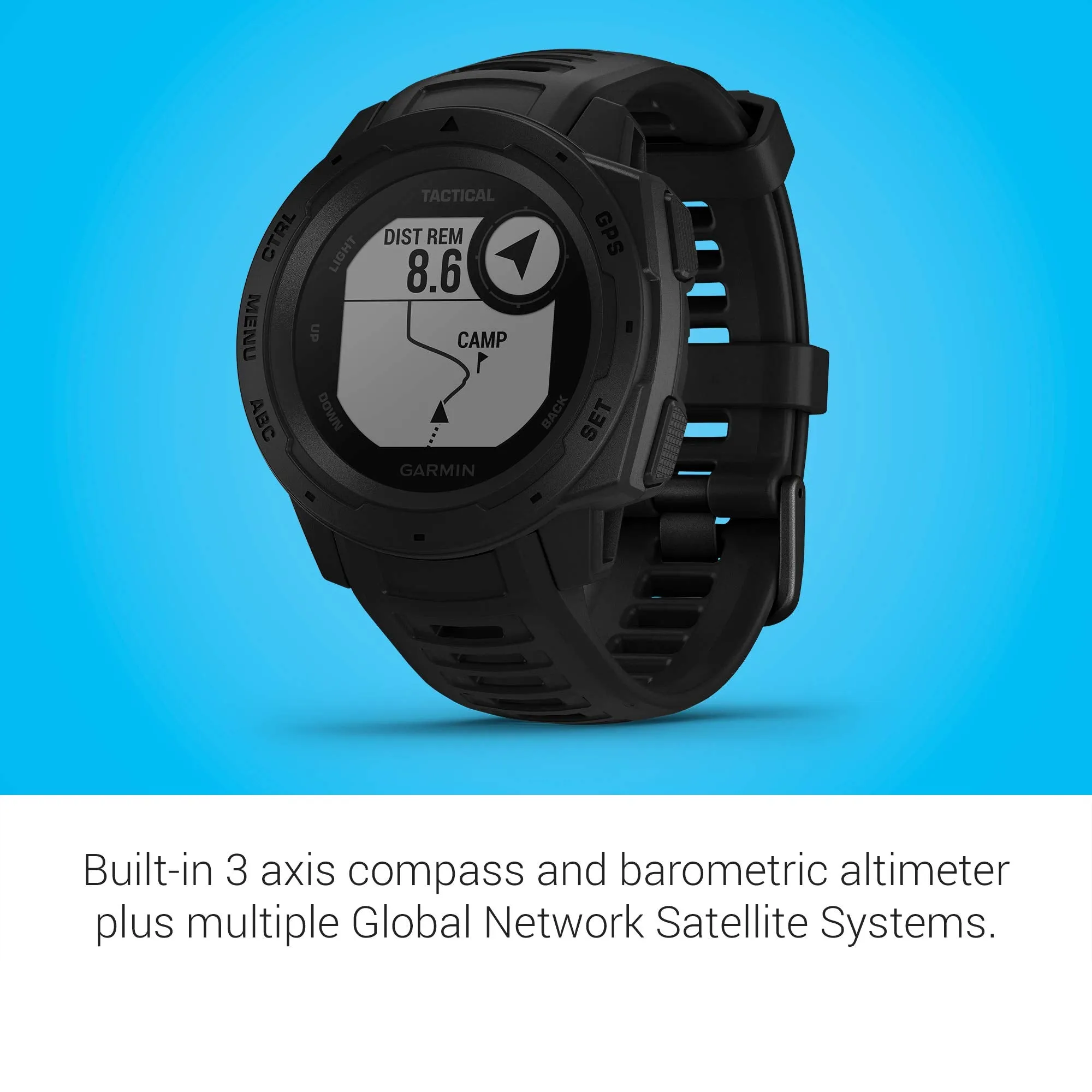 Garmin 010-02064-00 Instinct, Rugged Outdoor Watch with GPS, Features Glonass and Galileo, Heart Rate Monitoring and 3-Axis Compass, Graphite