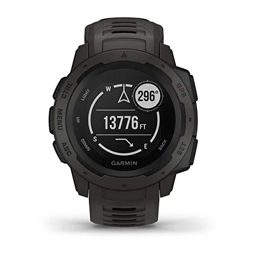 Garmin 010-02064-00 Instinct, Rugged Outdoor Watch with GPS, Features Glonass and Galileo, Heart Rate Monitoring and 3-Axis Compass, Graphite