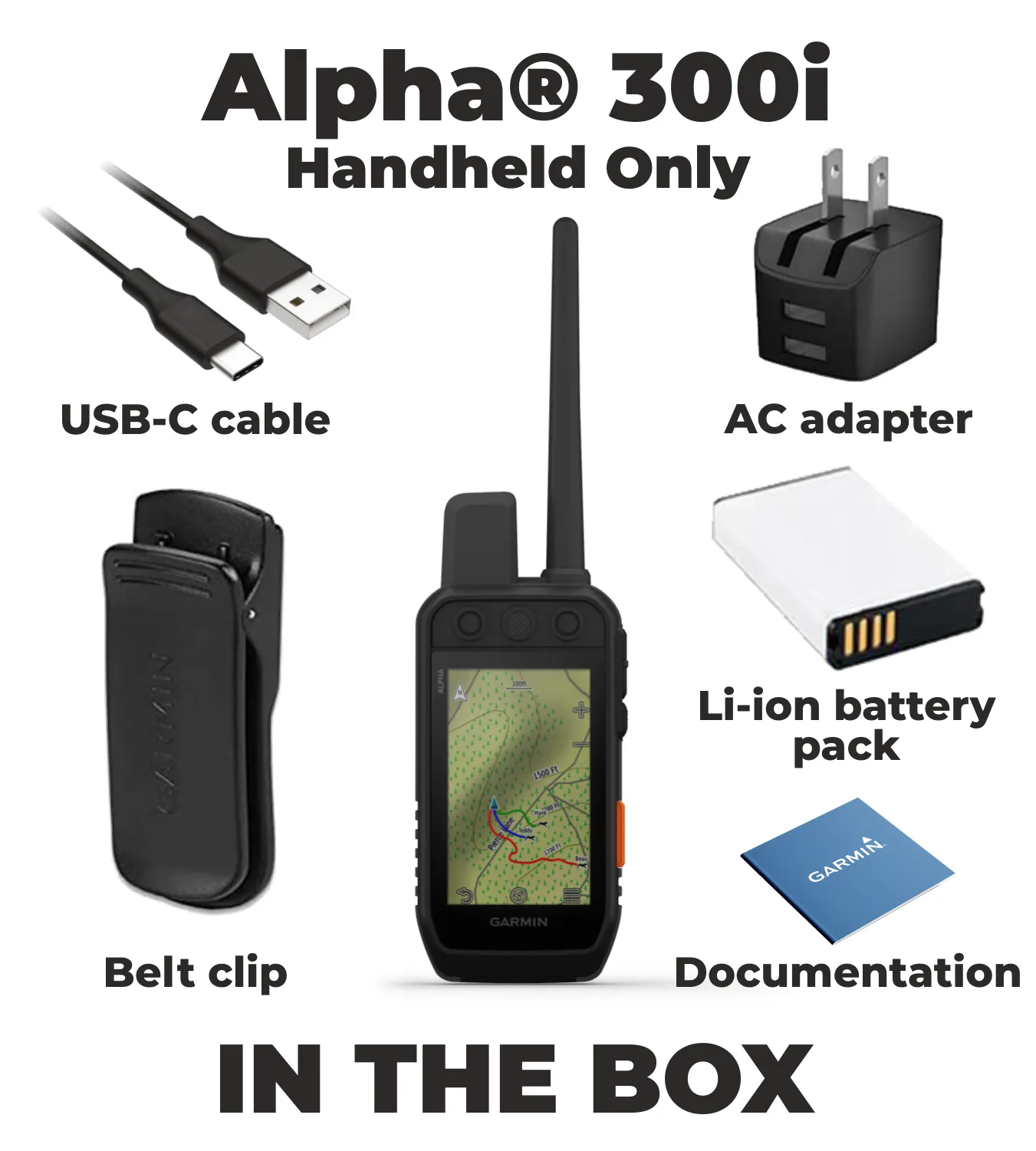 Garmin Alpha 300 / Alpha 300i Advanced Dog Tracking and Training Handheld with Wearable4U Bundle