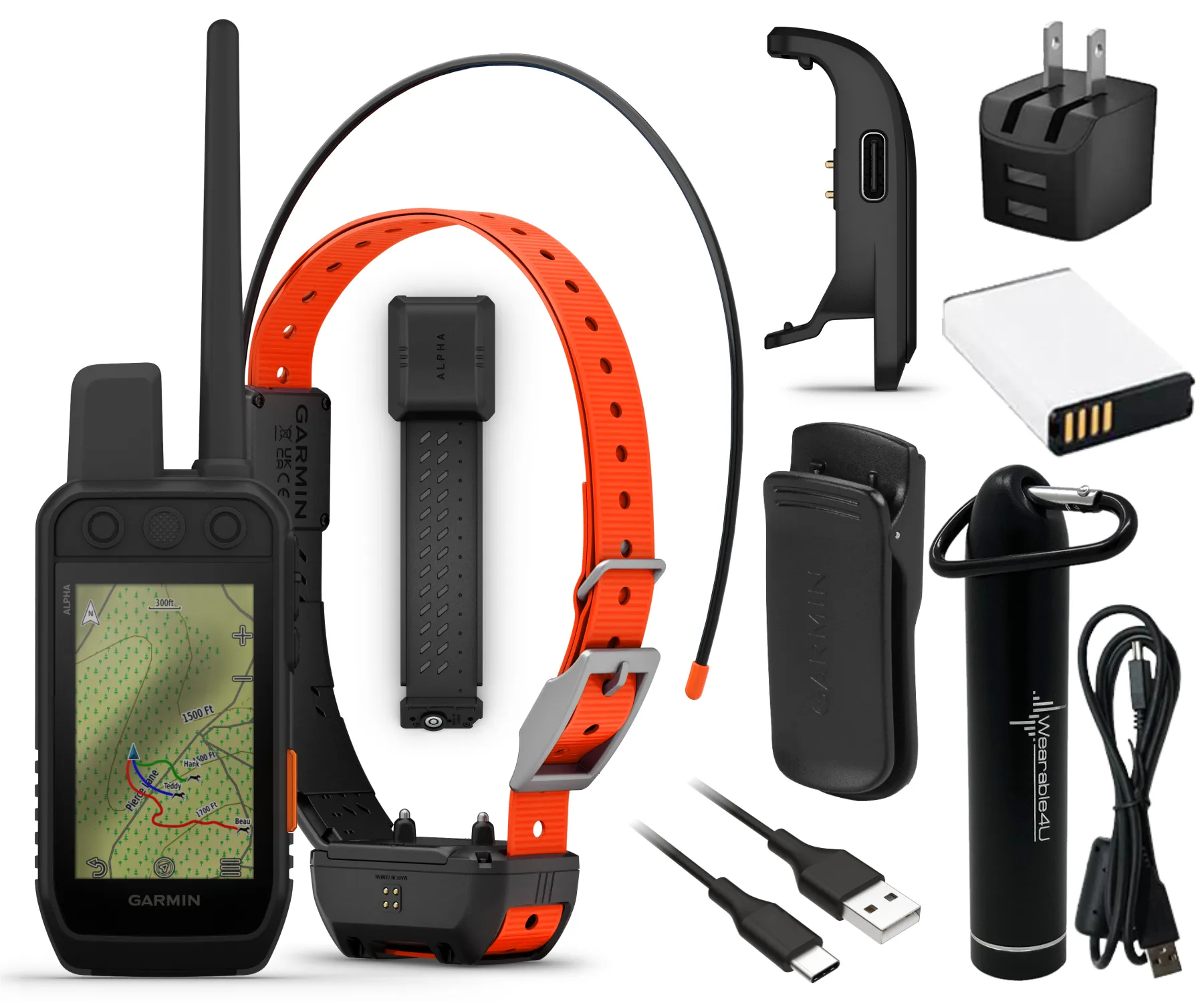 Garmin Alpha 300 / Alpha 300i Advanced Dog Tracking and Training Handheld with Wearable4U Bundle