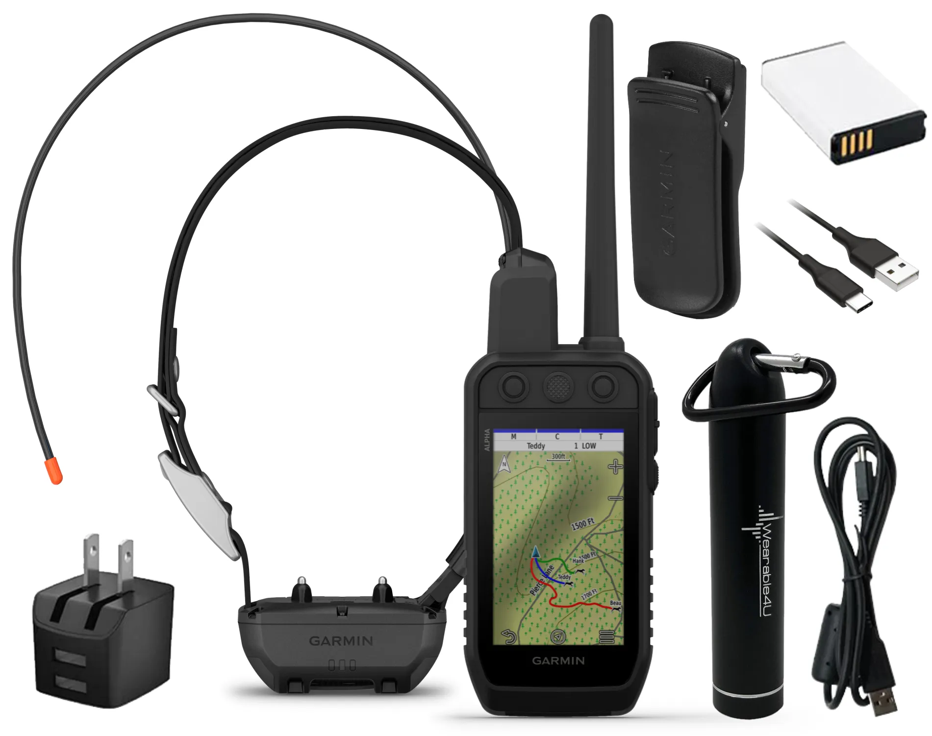 Garmin Alpha 300 / Alpha 300i Advanced Dog Tracking and Training Handheld with Wearable4U Bundle