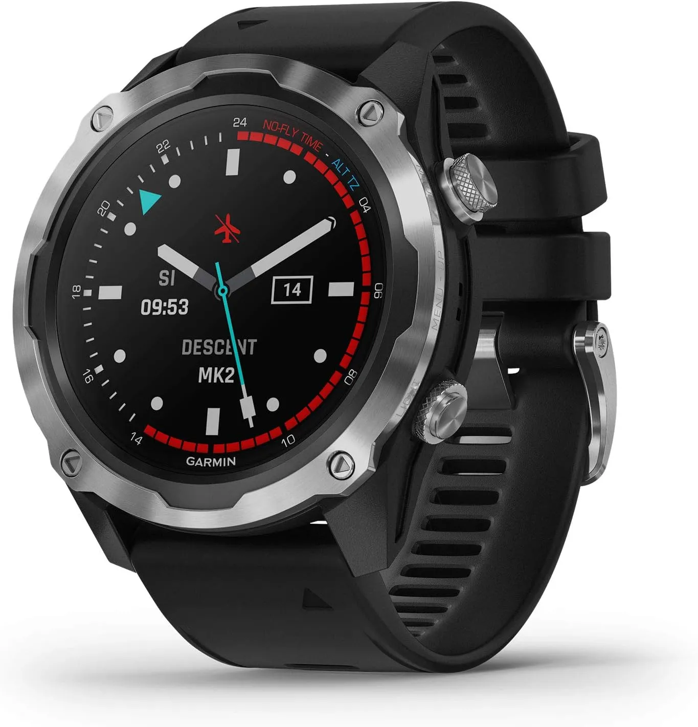 Garmin Descent Mk2, Watch-Style Dive Computer, Multisport Training/Smart Features, Stainless Steel with Black Band, 010-02132-00