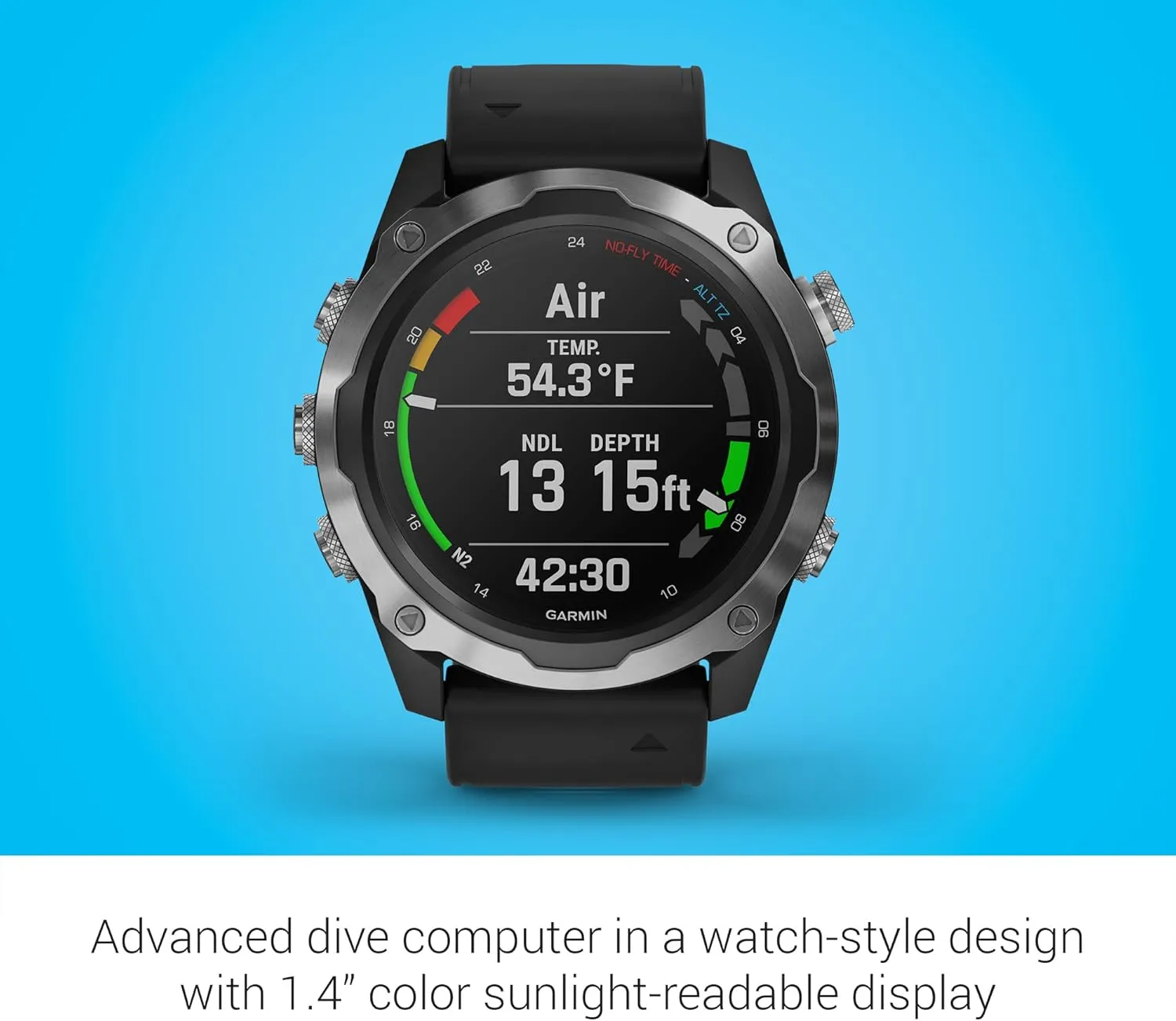 Garmin Descent Mk2, Watch-Style Dive Computer, Multisport Training/Smart Features, Stainless Steel with Black Band, 010-02132-00
