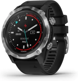 Garmin Descent Mk2, Watch-Style Dive Computer, Multisport Training/Smart Features, Stainless Steel with Black Band, 010-02132-00
