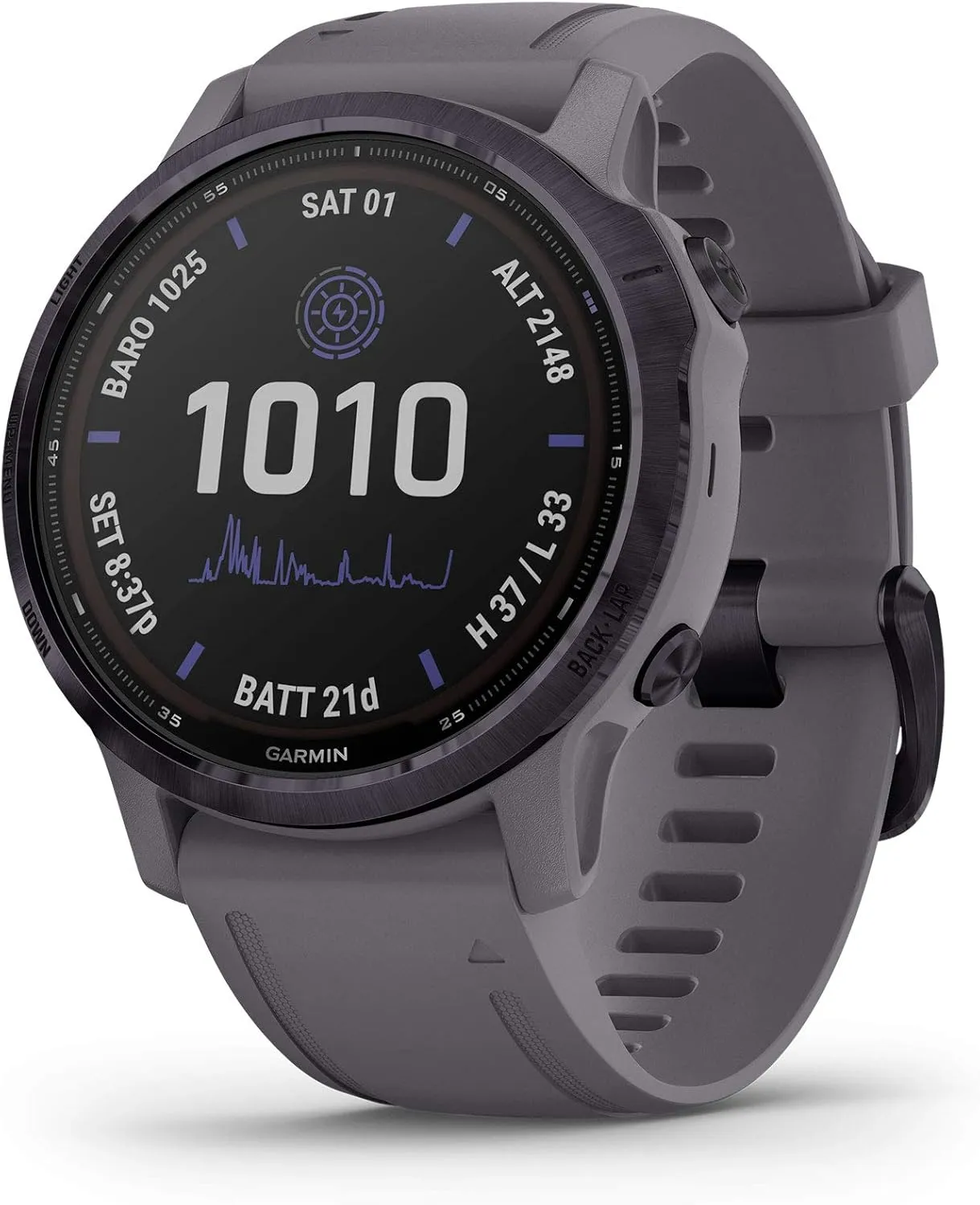 Garmin fenix 6s Pro Solar, Smaller-Sized Multisport GPS Watch with Solar Charging Capabilities, Advanced Training Features and Data, Amethyst Steel