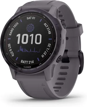 Garmin fenix 6s Pro Solar, Smaller-Sized Multisport GPS Watch with Solar Charging Capabilities, Advanced Training Features and Data, Amethyst Steel