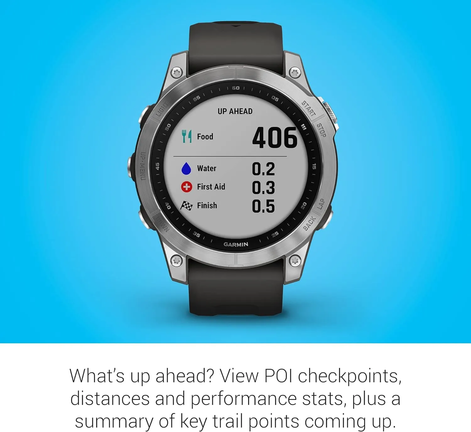 Garmin fenix 7, adventure smartwatch, rugged outdoor watch with GPS, touchscreen, health and wellness features, silver with graphite band - 010-02540-00
