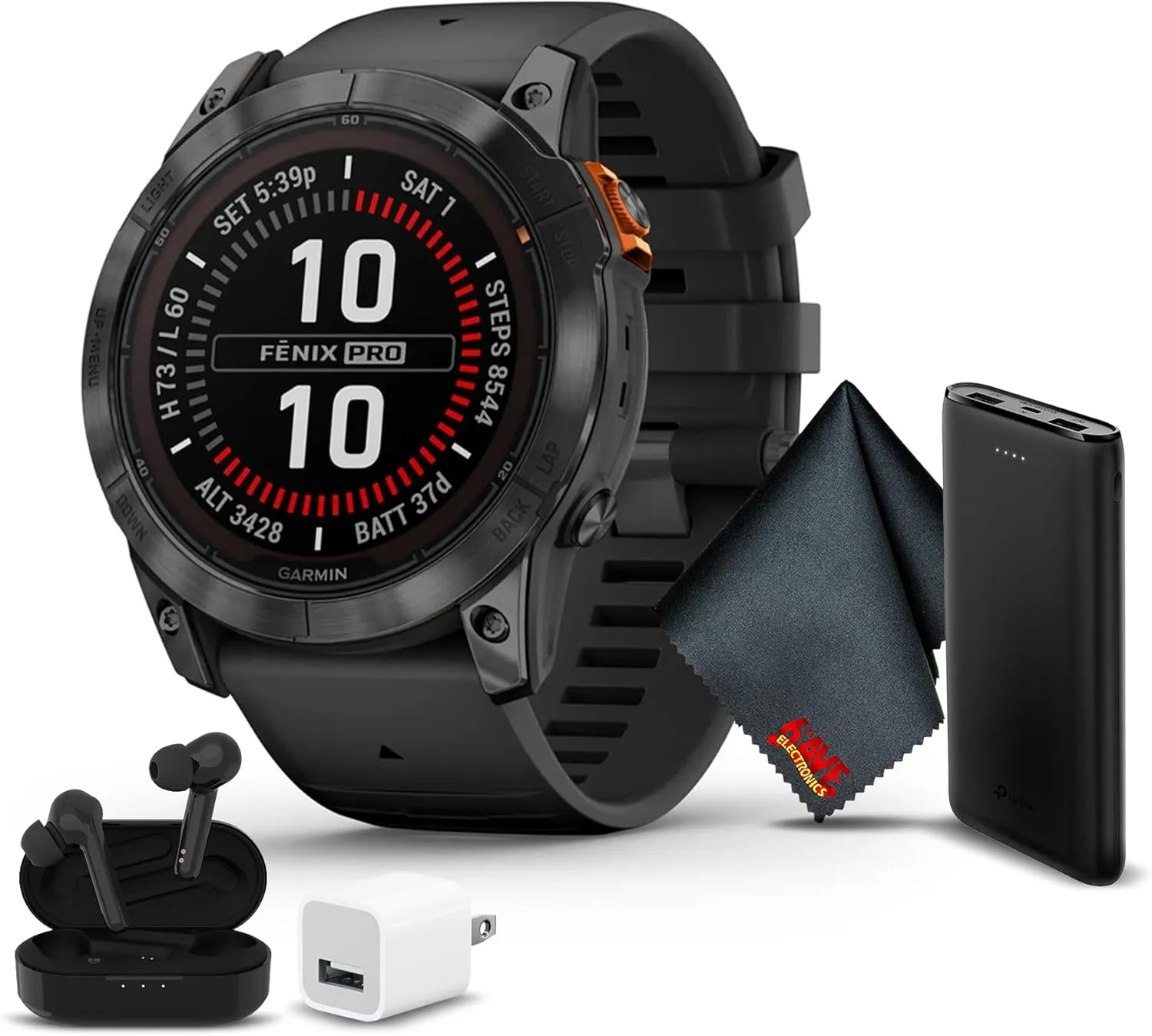 Garmin Fenix 7X Pro Solar Edition 51 MM GPS Smartwatch Built-in Flashlight and Power Glass Solar Charging Lens and Advanced Training Features with Slate Gray & Black Band Designed for Larger Wrists