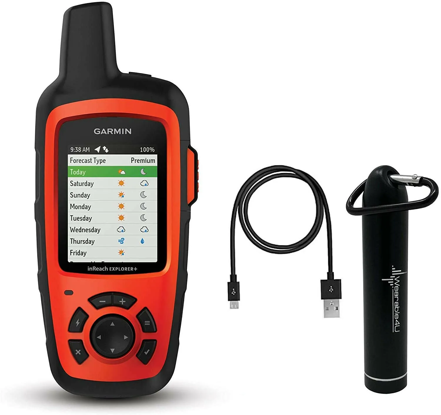 Garmin InReach Explorer  Handheld Satellite Communicator with GPS Navigation, Maps, and Sensors 010-01735-10 and Wearable4U Power Bank Bundle