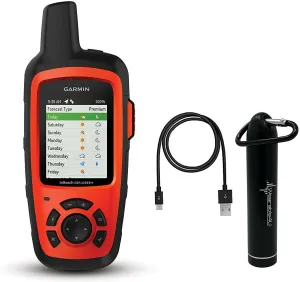 Garmin InReach Explorer  Handheld Satellite Communicator with GPS Navigation, Maps, and Sensors 010-01735-10 and Wearable4U Power Bank Bundle
