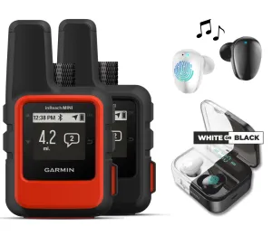 Garmin InReach Mini, Lightweight and Compact Handheld Iridium Satellite Communicator and Earbuds Bundle