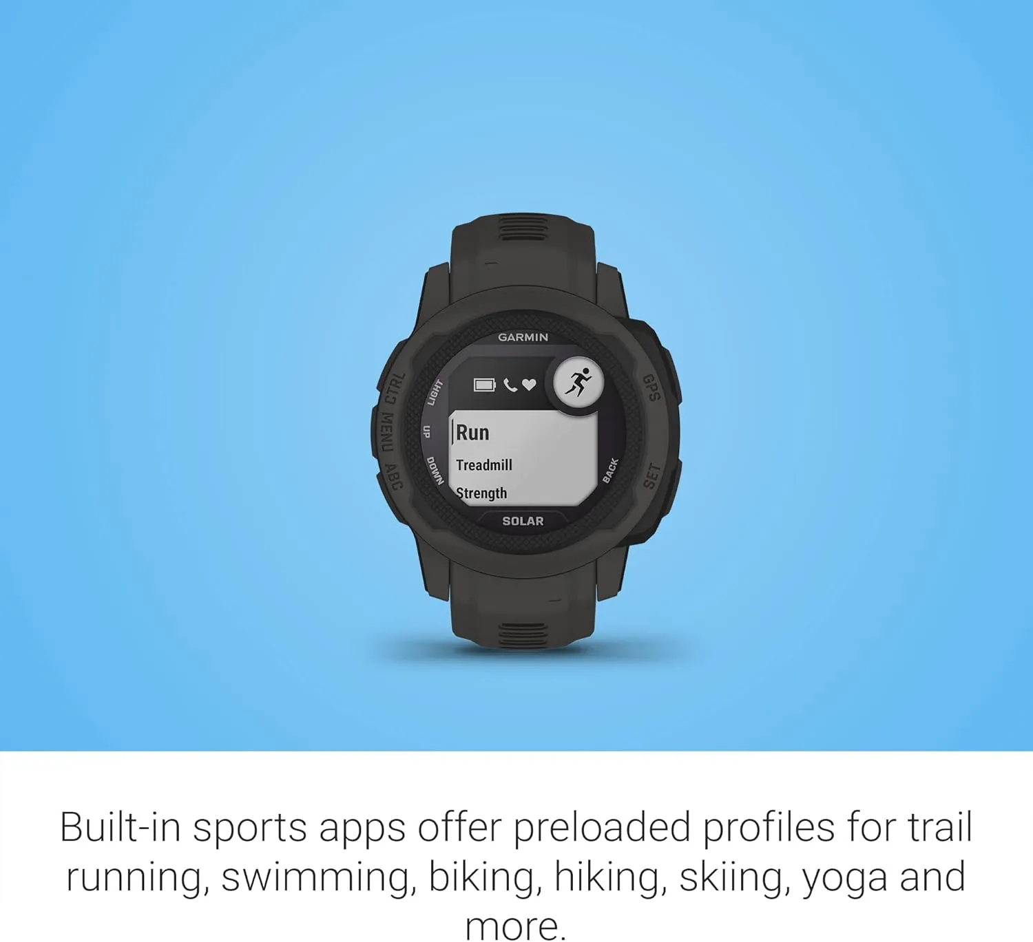Garmin Instinct 2S Solar, Smaller-Sized GPS Outdoor Watch, Solar Charging Capabilities, Multi-GNSS Support, Tracback Routing, Graphite, 40 MM