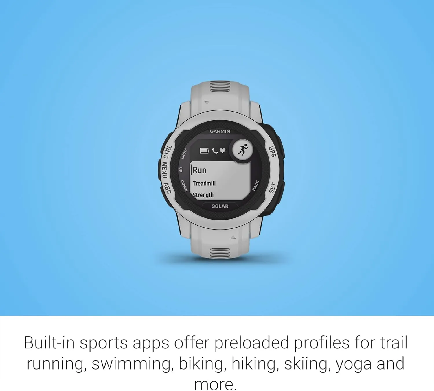 Garmin Instinct 2S Solar, Smaller-Sized GPS Outdoor Watch, Solar Charging Capabilities, Multi-GNSS Support, Tracback Routing, Mist Gray