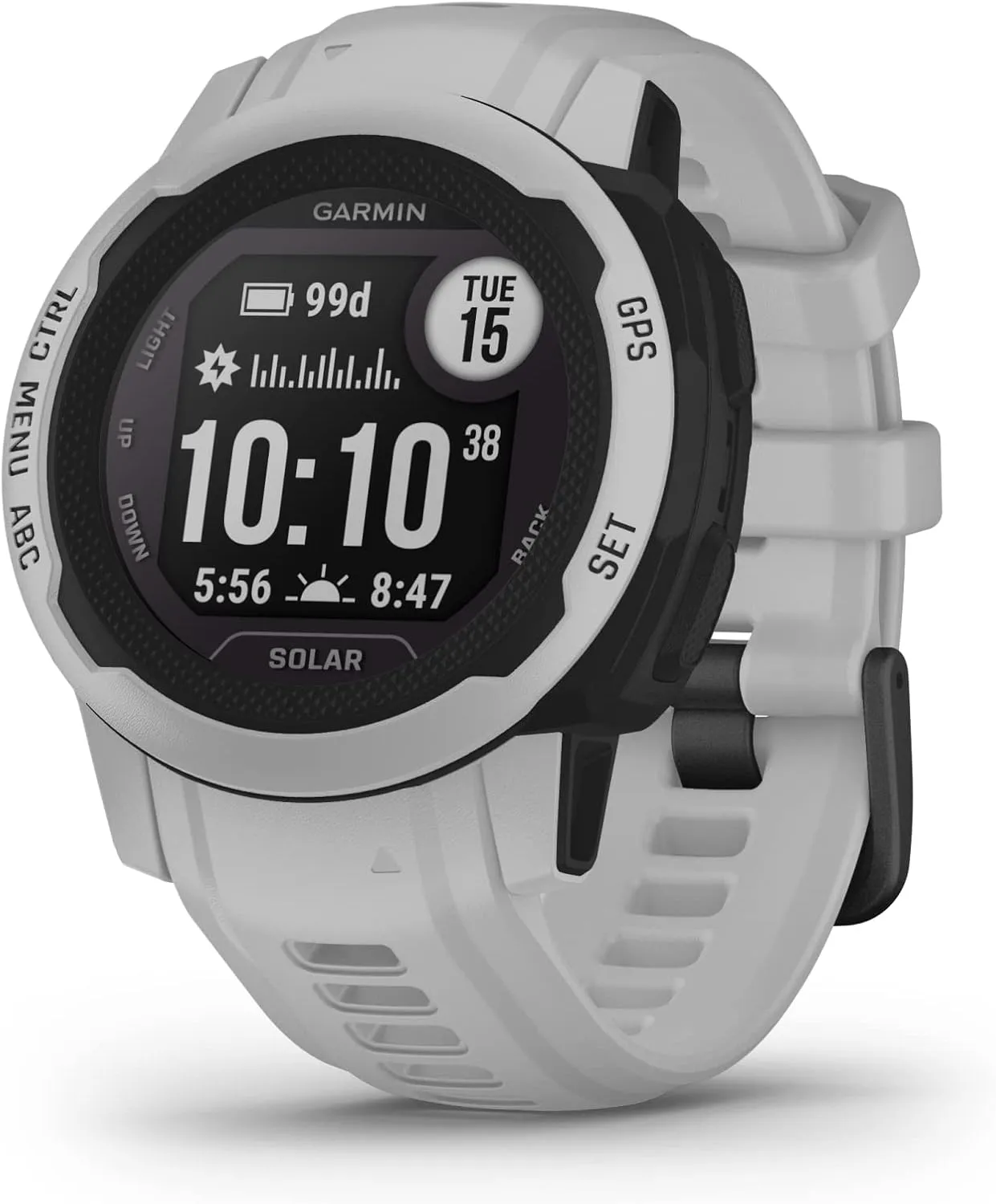 Garmin Instinct 2S Solar, Smaller-Sized GPS Outdoor Watch, Solar Charging Capabilities, Multi-GNSS Support, Tracback Routing, Mist Gray