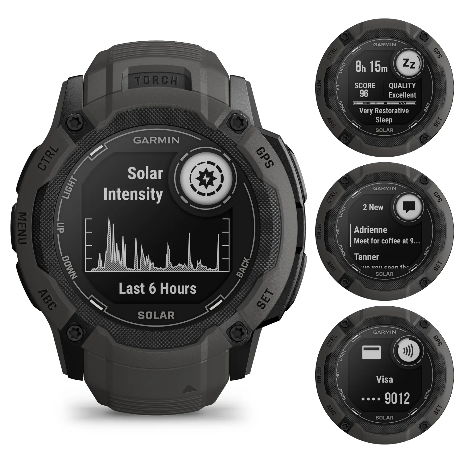 Garmin Instinct 2X Solar Series Rugged GPS Men Smartwatch with Power Glass Lens, LED Flashlight with Wearable4U EarBuds Bundle