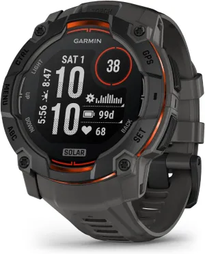 Garmin Instinct® 3 50mm, Solar Charged Display, Rugged Outdoor GPS Smartwatch, Metal-Reinforced Bezel, Built-in Flashlight, Charcoal
