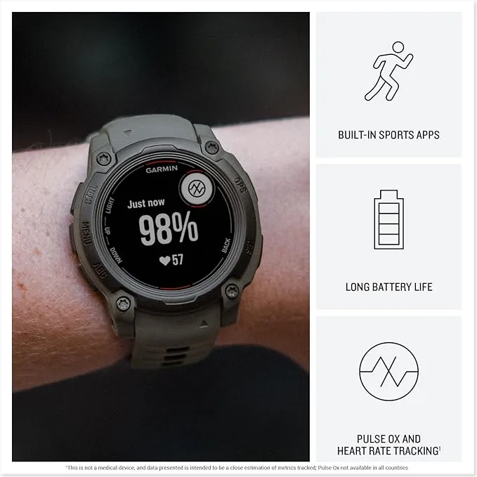 Garmin Instinct® E 40 MM Unisex Charcoal 24/7 Health Monitoring Wrist-Based Heart Rate Up To 16 Days Of Battery Life Rugged Outdoor GPS Smartwatch - 010-02932-00