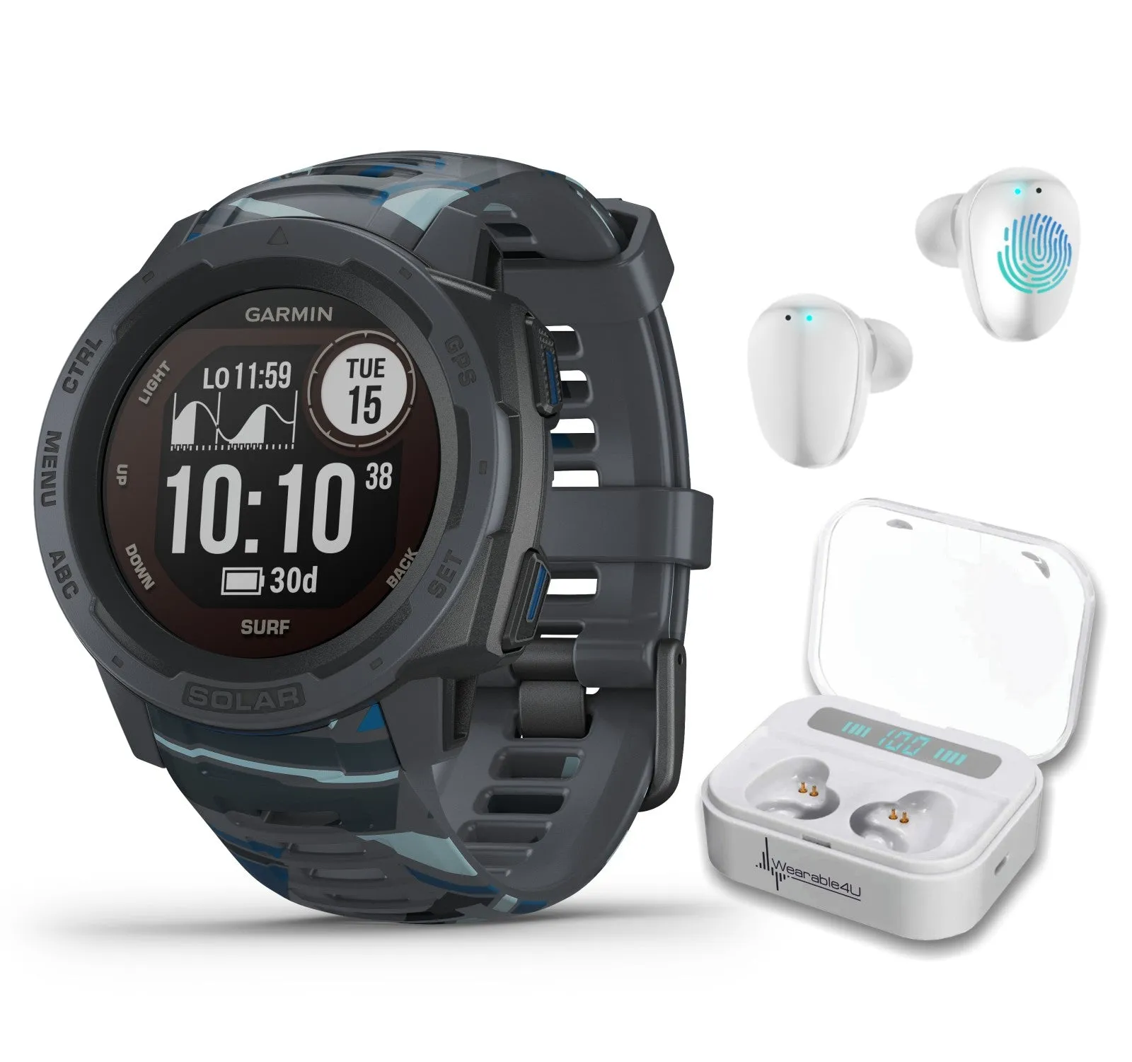 Garmin Instinct Solar Surf Edition Premium GPS Smartwatch with Included Wearable4U Bundle
