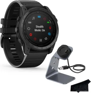Garmin tactix 7 Standard Edition Rugged Tactical GPS Touchscreen Smartwatch | Black/Silicone Band, Sapphire Lens, Military Standard, Up to 28 Day Battery Life with Signature Series Charger Bundle