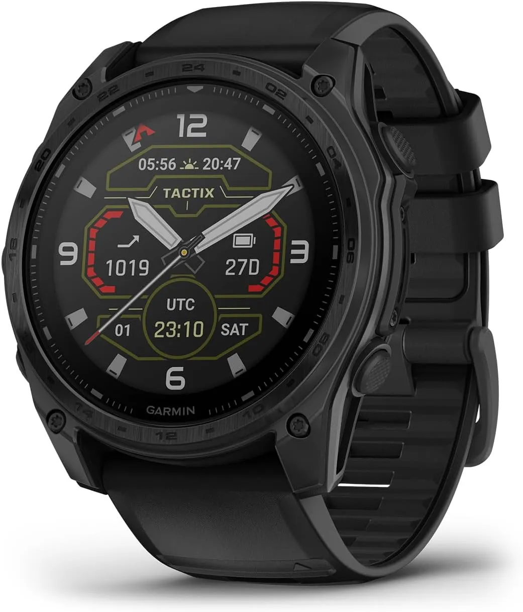 Garmin Tactix 8 51mm Solar Charged Display Elite Premium Tactical GPS Smartwatch, Includes Applied Ballistics Elite Solver, Built-in Flashlight, 48 Days Battery Life Bundle   Earbuds and More