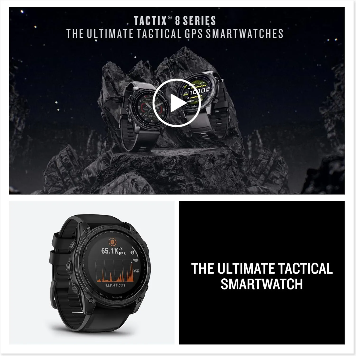 Garmin Tactix 8 51mm Solar Charged Display Elite Premium Tactical GPS Smartwatch, Includes Applied Ballistics Elite Solver, Built-in Flashlight, 48 Days Battery Life Bundle   Earbuds and More