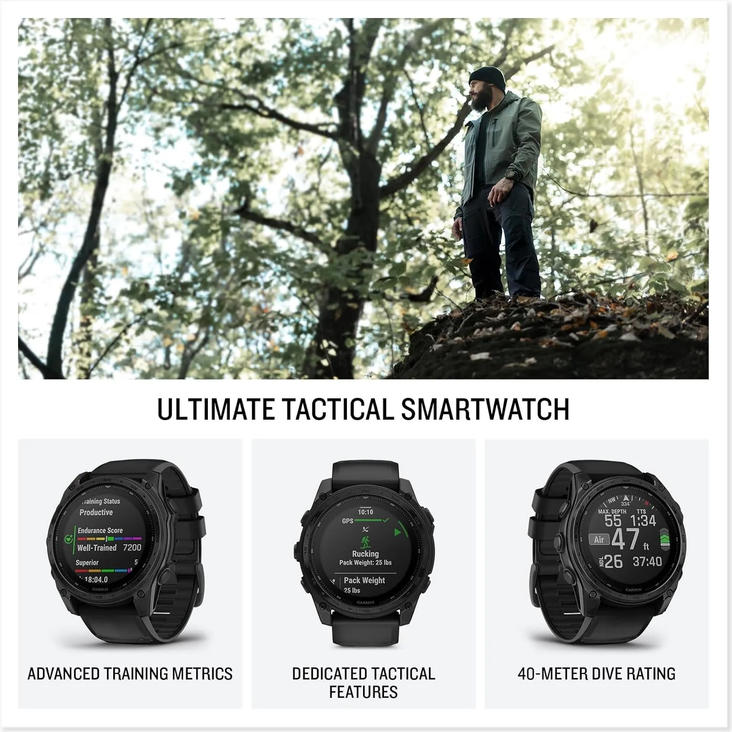 Garmin Tactix 8 51mm Solar Charged Display Elite Premium Tactical GPS Smartwatch, Includes Applied Ballistics Elite Solver, Built-in Flashlight, 48 Days Battery Life Bundle   Earbuds and More