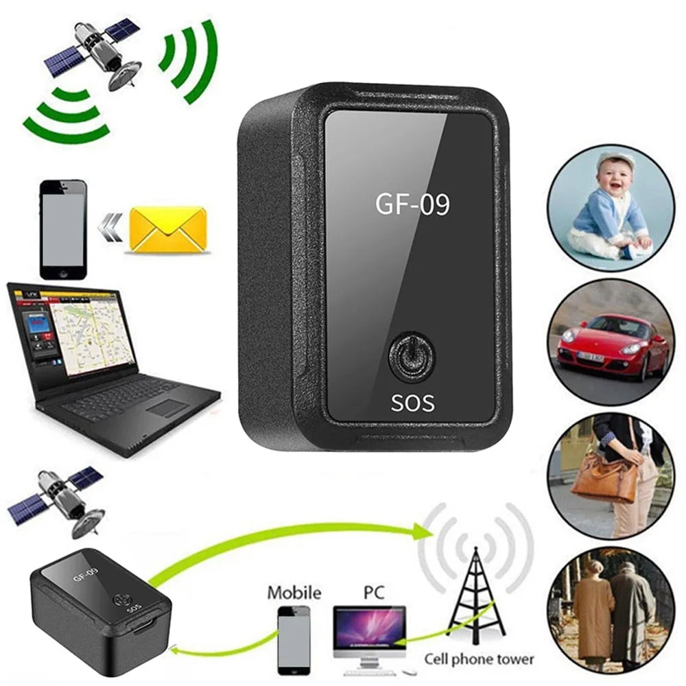 GF09 Mini GPS Locator App Control Anti-lost Device Car Tracker Magnetic Recorder SOS Tracker Locator Device Voice Recorder Handheld Portable For Vehicle/Car/Person Location Car Tracker