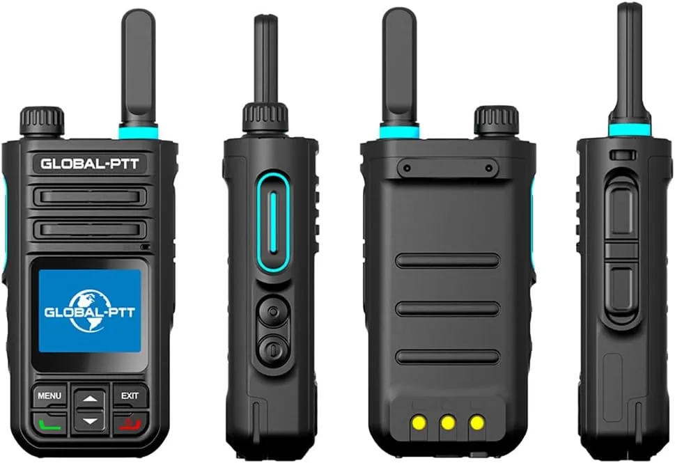 Global-PTT Advanced Global Walkie Talkie 2-Pack with GPS - Long Range Communication Digtal Display - Multi-Functional Keys and Yearly 2GB SIM Cards Included (GPS)