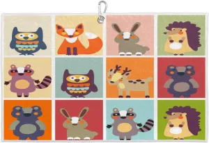 Grid Owl Fox Rabbit Hedgehog Golf Towel with Heavy Duty Carabiner Ultra Absorbent Quick Dry Perfect for Cleaning Clubs Balls Gear Essential Golf Accessory for Men Women Kids