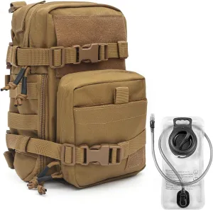 GZ XINXING Tactical Hydration Backpack, Outdoor Water Backpack Carrier Pack for Vest Backpack, Holds 1.5L Water Bladder, Mini MOLLE Tactical Backpack for Hiking, Biking, Running, Climbing