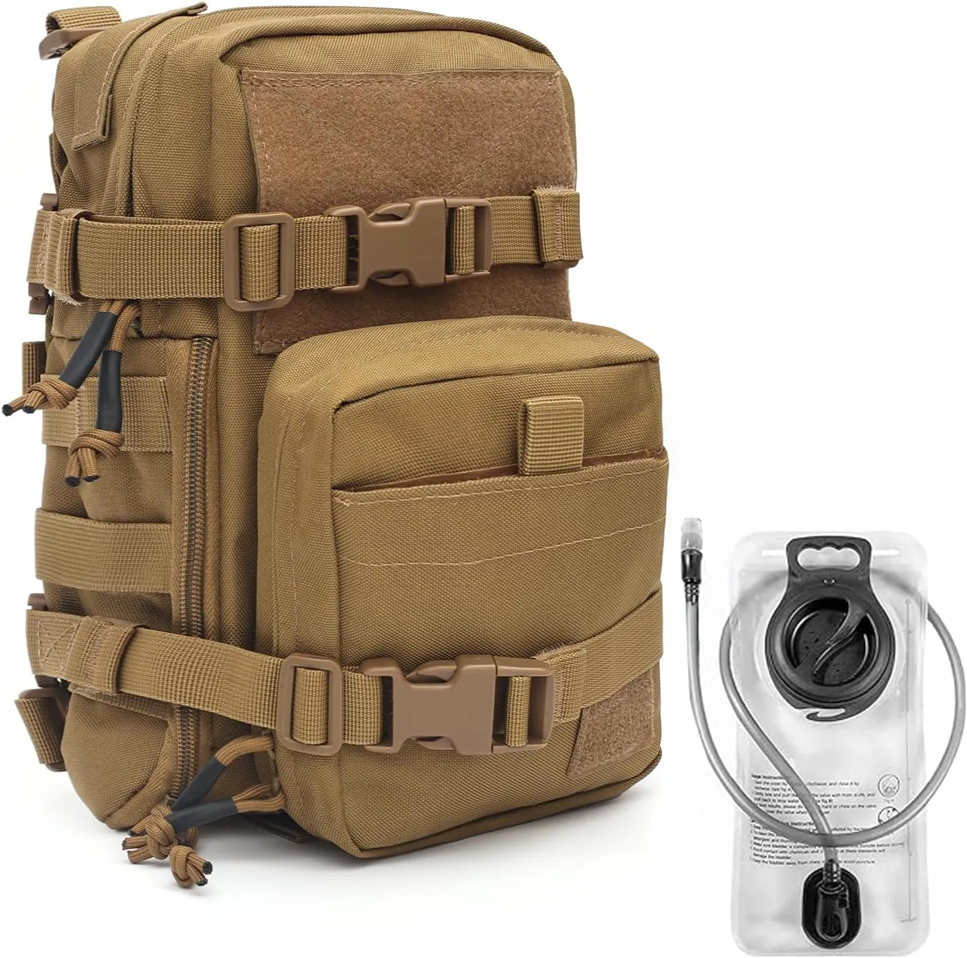 GZ XINXING Tactical Hydration Backpack, Outdoor Water Backpack Carrier Pack for Vest Backpack, Holds 1.5L Water Bladder, Mini MOLLE Tactical Backpack for Hiking, Biking, Running, Climbing