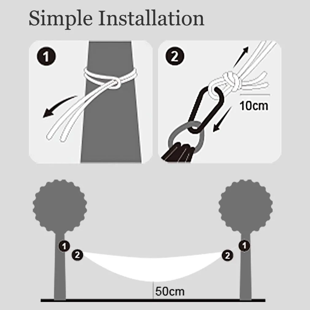 Hammock Adult Camping Outdoor Backpacking Travel Survival Garden Swing Hunting Sleeping Bed Portable Hammock with 2 Carabiner