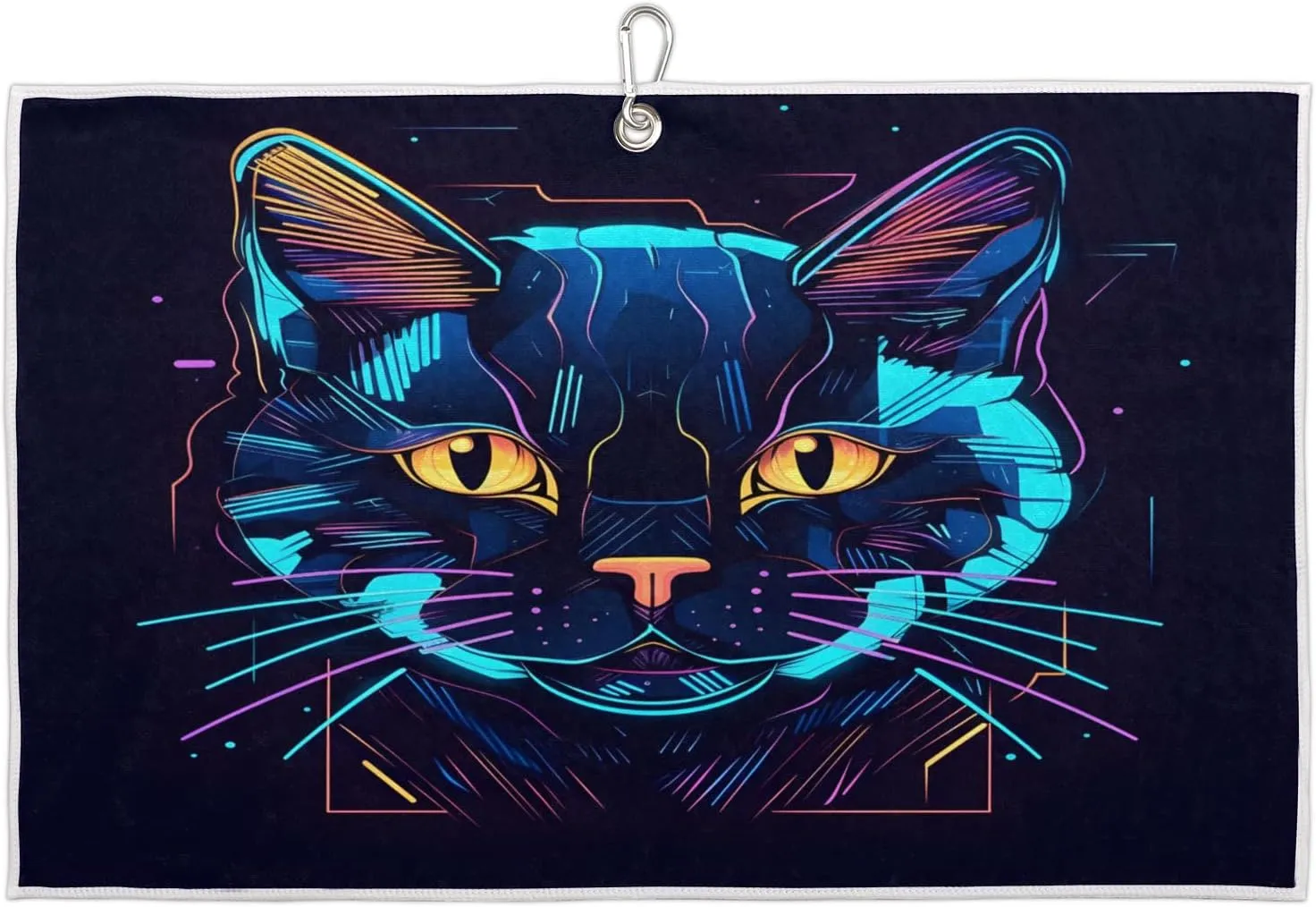 Hand Painted Cat Golf Towel with Heavy Duty Carabiner Ultra Absorbent Quick Dry Perfect for Cleaning Clubs Balls Gear Essential Golf Accessory for Men Women Kids