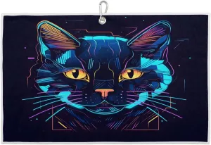 Hand Painted Cat Golf Towel with Heavy Duty Carabiner Ultra Absorbent Quick Dry Perfect for Cleaning Clubs Balls Gear Essential Golf Accessory for Men Women Kids