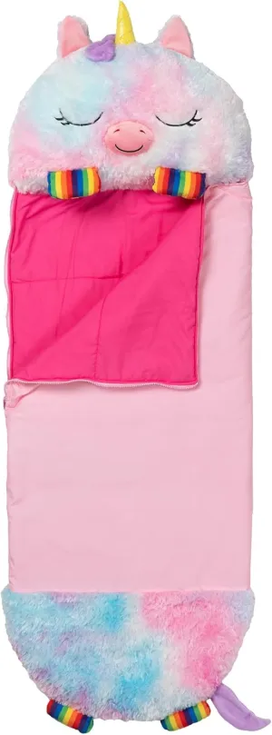 Happy Nappers: Pillow & Sleepy Sack: Large - Rainbow Unicorn - 66 x 30, 2-in-1: Plush Animal Opens Into Sleeping Bag, Soft Play Character, Kids 7 