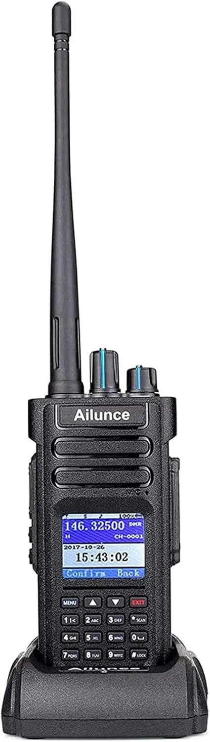 HD1 Ham Radio, DMR Handheld Two Way Radio, Dual Band Portable Radio, Digital Radio with GPS, FM Radio 3200mAh Rechargeable SMS, Long Range Walkie Talkie for Hunting Hiking (Black 1 Pack)