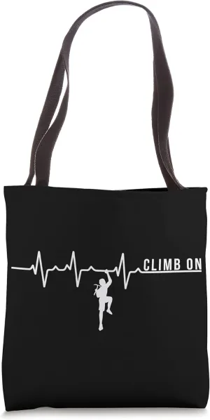Heartbeat EKG Rock Climbing Boulder Climber Climb Mountain Tote Bag