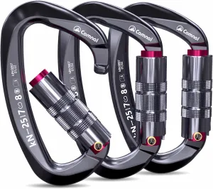 Heavy Duty Carabiner UIAA Certified Locking Carabiner 25KN (About 5620 lbs) Auto Locking Carabiner D Shape Carabiner Clip for Rock Climbing, Mountaineer, Aerial Work