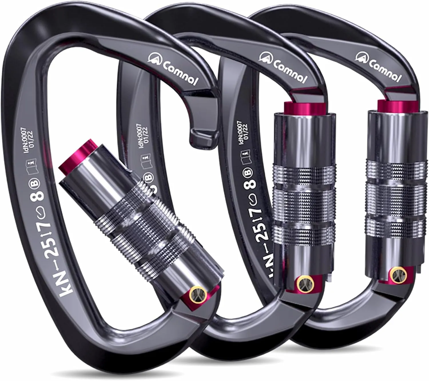 Heavy Duty Carabiner UIAA Certified Locking Carabiner 25KN (About 5620 lbs) Auto Locking Carabiner D Shape Carabiner Clip for Rock Climbing, Mountaineer, Aerial Work