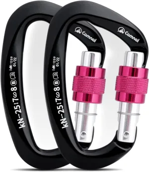 Heavy Duty Carabiner UIAA Certified Locking Carabiner 25KN (About 5620 lbs) Screw Lock Carabiner D Shape Carabiner Clip for Rock Climbing, Mountaineer, Aerial Work