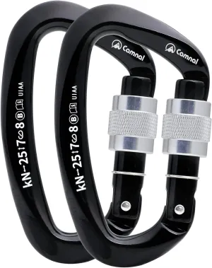 Heavy Duty Carabiner UIAA Certified Locking Carabiner 25KN (About 5620 lbs) Screw Lock Carabiner D Shape Carabiner Clip for Rock Climbing, Mountaineer, Aerial Work