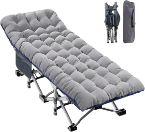 Heavy Duty Folding Camping Cot for Adults, Double Layer 1200D, 500lb Capacity, Portable Guest Bed with Mat & Carry Bag for Indoor/Outdoor Use