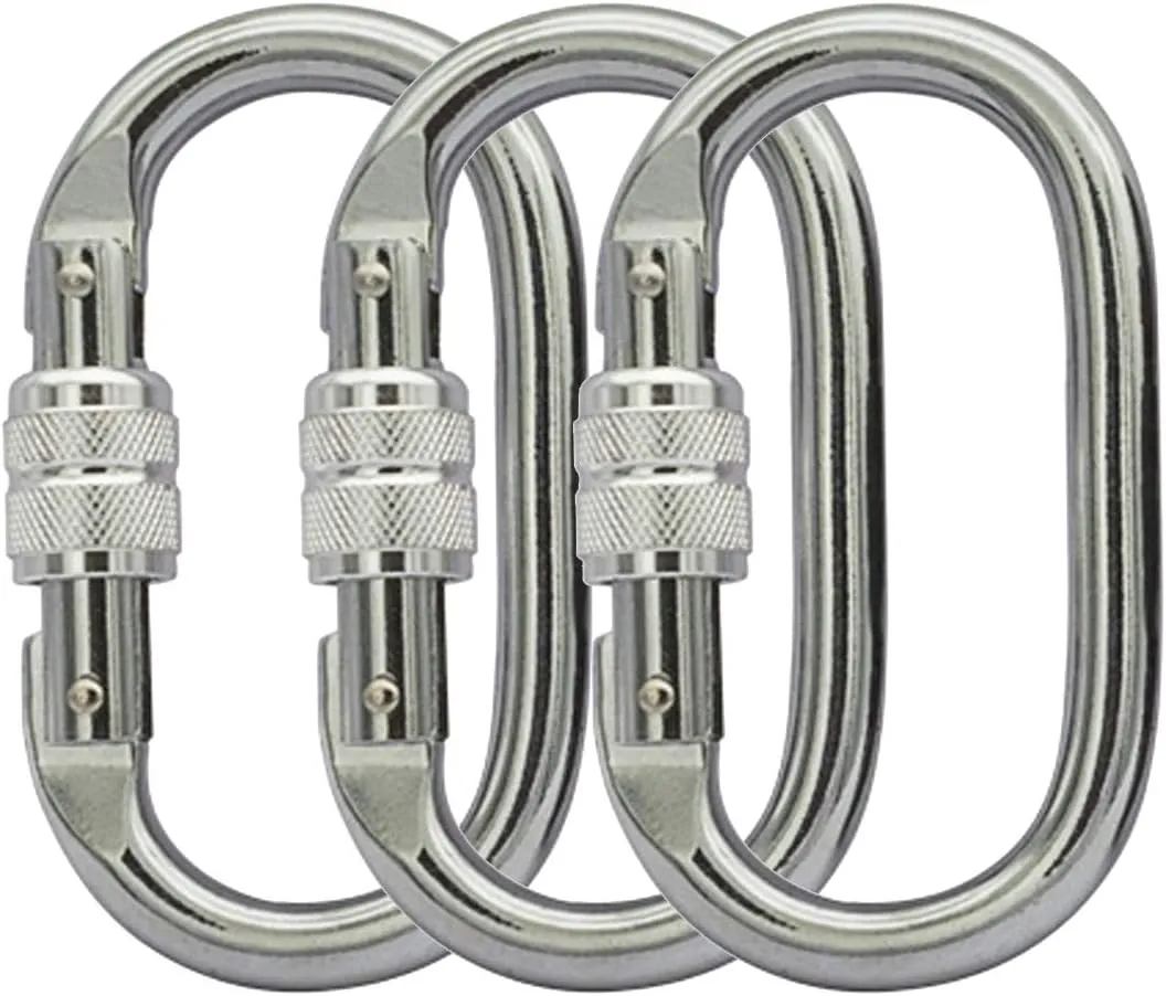 Heavy Duty Locking Climbing Carabiner Clip CE Rated 25 kN 5600 LB Rugged Terrain Approved Industrial Strength Twist Lock Carabiners Clips for Rigging, Ropes, Hammocks, Camping